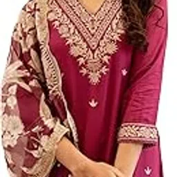 indo era Women's Rayon Viscose Rayon Embroidered Straight Kurta & Salwar With Dupatta Set-picture-46