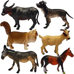 Mallexo Realistic Big Size Farm Animal Toys for Kids 2+ Years | 6PCs Pet Animals Action Figure Set | Domestic Animal Peacock, Horse, Dog, Cow, Hen etc Birthday Gifts for Children Jungle Animals-image-45