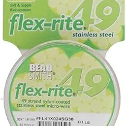 The Beadsmith Flex-Rite Wire – 49 Strand, Nylon Coated, Stainless Steel Beading Wire – Gold Color, 024” Diameter, 30-Foot Spool – Flexible Wire for Necklace, Bracelet and Jewelry Making-picture-24