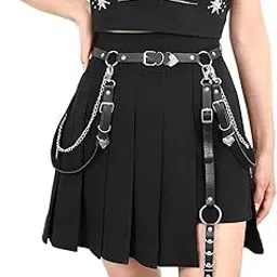 palay Punk Waist Chain Belt for Women Girls Gothic Body Chains Black Mini Skirt Belt Chain Rock Accessories for Uniform Dress Jeans Pants Rave Party-picture-49