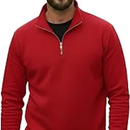 mack jonney Men’s Fleece Half-Zip High Neck Sweatshirt | Warm & Stylish Winter Wear -JM4380-picture-53