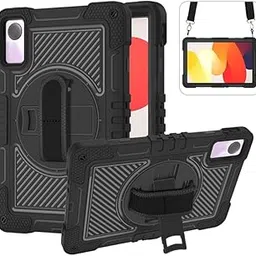 ProElite for Redmi Pad SE case, Rugged 3 Layer Armor case Cover for Redmi Pad SE 11 inch with Hand Grip and Rotating Kickstand with Shoulder Strap, Black-picture-20