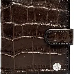 eske Gabe - RFID Protected Genuine Leather Card Case for Men - 9 Card Slots, ID Slot, Button Closure - Slim Trifold Design - Travel Friendly Organizer Wallet (Brown HS Croco)-picture-25