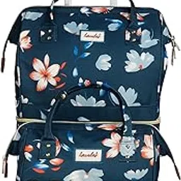 swarn products Backpack Flower Print with Trolley for Carrying Grocery.Item,Travelling Backpack,Expandable Soft Luggage,4 Wheels Design-(Set of -2)-picture-22