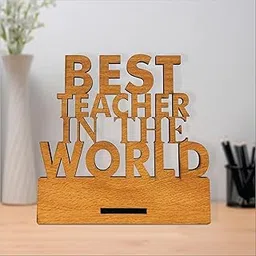 Giftplease Best Teacher in The World Wooden Showpiece Gift - Unique Gifts for Teacher, Unique Birthday Gift for Teacher, Teacher's Day Gift (5.5 x 5.5 Inches) LM_08-picture-19