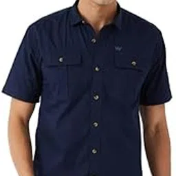 Men Outdoor Cargo Shirt Double Pocket Navy-image-53