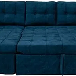 Comfort Designs Suzane Textured Premium Polyester Fabric 4 Seater Corner Sofa Cumbed for Living Room, Functional Storage, Soft, Lightweight, Comfortable Sofa (Blue)-picture-14