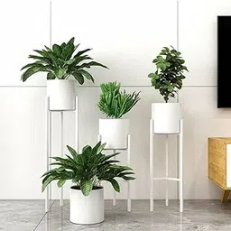 IH HANDICRAFTS Modern Metal Plant Stand Set of 3 Tier Indoor Planter Holders, Decorative Floor Stands for Living Room, Home Decor (WHITE)-picture-19