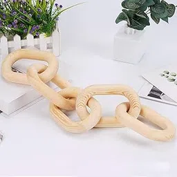 CRAFTED TURN Modern Wooden Chain Link Boho Hand Carved for Farmhouse Office Country Wood-picture-23