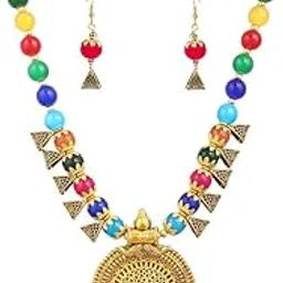 Stylish Oxidized Round Necklace with Multicolor Beads and Dots for Women – Contemporary Statement Jewelry-picture-31