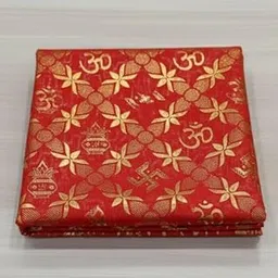 SHITAL Textiles 2.5 Meter Foil Printed Fabric, Swastika Print Altar Cloth for Puja, Pooja, Festival, Temple, Home Decor, Diwali, Wedding, MATA Ki Chunri (Om Printed Fabric)-image-28
