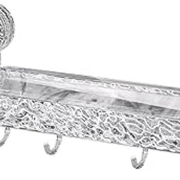CRR RETAIL Transparent Acrylic Bathroom Shelf, Wall Mount Storage Rack with Suction Cups, Textured Design-picture-19