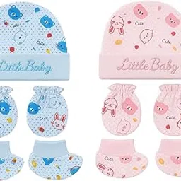 eio Newborn Baby Cotton Mitten Sets with Cap and Booties | Soft & Breathable Accessories for Infant Boys & Girls | 100% Cotton, Skin-Friendly Essentials-picture-30