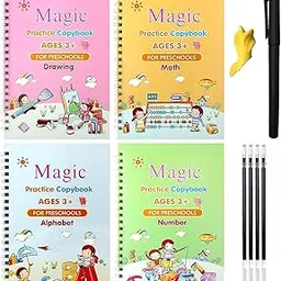 Superaura Magic Practice Copybook Reusable for Kids Magic Calligraphy That Can Be Reused Tracing Handwriting Set, English Writing Book Kid (4 Books + 5 Refills) (Quantity : 1)-picture-27