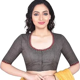 Women's Cotton Embroidered Half Sleeve Blouse-image-34