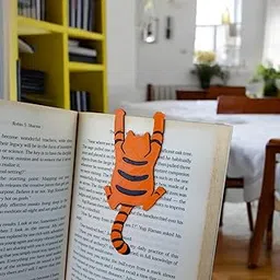 HOBIGO 3D Funny Hanging CAT Theme Plastic Bookmark, Cats Bookmark, Pack of 2 (White and Orange)-picture-10