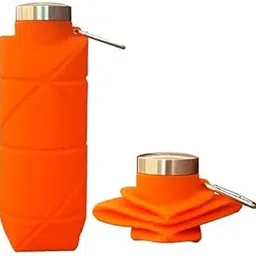 Shopeleven Collapsible Silicone Water Bottle | Foldable, Portable Design for Travel, Outdoor Activities, and On-the-Go Hydration | Compact, Leak-Proof, and Space-Saving (Orange)-image-8