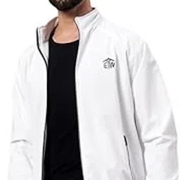 ewools Men's Winters Nylon Jacket | Men's Water Resistant Jacket For Winter Season | Lightweight Windcheater Nylon Jacket | Stylish Full Sleeves Stand Collar For Sports, Tracking-picture-47