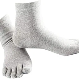 fabloft FABLOFT® Comfy Five Toe Socks for Men & Women | Premium Cotton High Crew Athletic Performance Socks | Durable Solid Grey Design for Sports & Daily Wear image 1