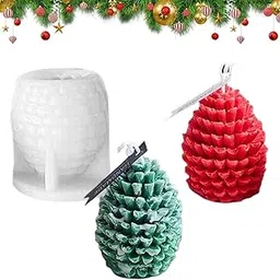 SOFTCREATO Christmas Pine Cone Candle Mold I 3D Pinecone Silicone Mould I Christmas Epoxy Resin Moulds I for DIY Handmade Chocolate, Candle Making, Cake Décor, Aromatherapy, Soap, Resin Art Craft Making, Home Party Decoration (Pine Cones)-picture-19