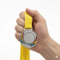 CanBee Sports Medal for School Winner, Olympic, Sports Champion, Cricket, Football, Badminton, Race, Volleyball, Basketball or Office RNR Rewards Madel (Premium Silver - 1 Medal)-picture-20