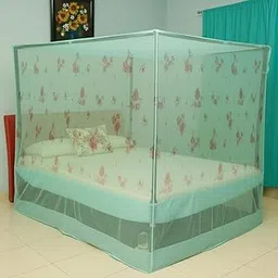 MEHON CRAFT Elegant Flowers Print Polycotton Mosquito Net for Double Bed and Queen Size Bed Mosquito Net (Pista Green, Queen Size Bed 6 x 7)-image-6