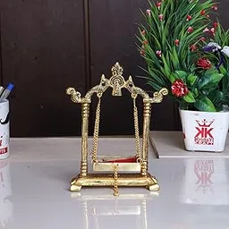 Laddu Gopal Jhulla Palana Metal Gold Plated for Your kanha Metal Krishna jhulla palna Religious Gift Article.-picture-11