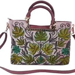 Kashmiri Embroidery Synthetic leather stylish Hand Bag-picture-34