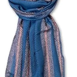 fahabo Scarf for Women Stylish Pleated Stripes Woven Cotton with Tassels | Hijab Scarf | Stole | Soft, Lightweight, and Latest Scarves | 74 x 34 Inches-picture-55