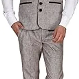 platinum studio Men's Mandarin Collor Waistcoat Suit (WT-778-BRN-40, Brown)-picture-37