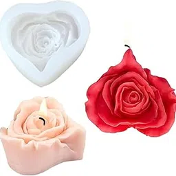 KROKIO® - Heart Rose Mould Silicone for Candle Making Molds Soap Chocolate Moulds Cake Fondant Resin Art Wax Mold 1 Cavity image 1