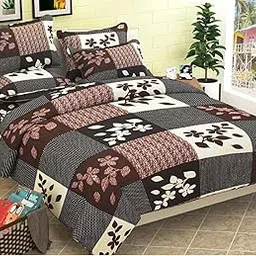 Loof Klapper 140 TC Cotton 3D Printed Double Bedsheet with 2 Pillow Covers Set (Queen Size Bedsheet Series, Standard)-picture-15