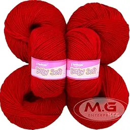 Vardhman 100% Acrylic Wool Red (6 pc) Baby Soft Wool Ball Hand Knitting Wool/Art Craft Soft Fingering Crochet Hook Yarn, Needle Knitting Yarn Thread Dye B-picture-23