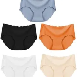 Women’s Cotton Silk Panties Seamless No Show Laser Cut Hipster Padded Panty Ladies Underwear Multicolor Free_Size 3 Pieces-image-93