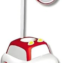 Dinosaur Kids Table Lamp, Portable Table Light, Cute Foldable Reading Light Bedroom Children's Table Lamp for Study | Return Gifts| Night lamp [12 inch] (Yellow) (Red Car)-image-98