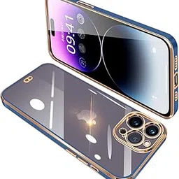 iPhone 14 Pro Max Case, Clear, Transparent, Smartphone Case, Full Protection, Shockproof, TPU, Soft, Thin, Plated, Mobile Strap Hole, Drop Prevention, Blue-image-11
