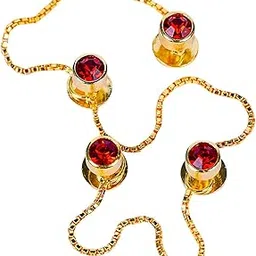 Epraiser Gold Plated Popup Disco Red Ruby Gemstone Fancy Designer Ethnic Kurta Buttons for Men-picture-15