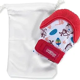 Nuby Soothing Teething Mitten with Hygienic Travel Bag, Red-picture-45