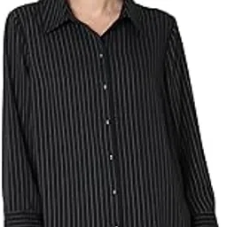 vero moda Women's Monochrome Pinstripe Regular Fit Shirt | Desk to Dinner.-picture-52