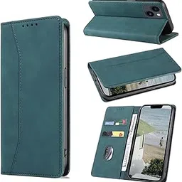 KWATUNG iPhone 13 Case, Notebook-Type, Pocketbook-Type, Stylish, Leather, Built-in Magnet, Impact Resistant, Card Storage, Stand Function, Full Protection, 6.1-Inch, Turquoise-picture-24