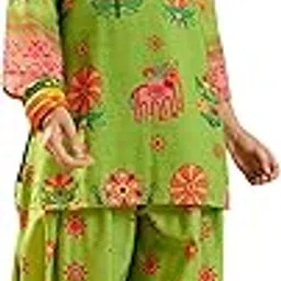 ethnicjunction Women's Linen Floral Print Summer Wear Straight Short Kurti with Afghani Pant Set | Kurta Pant Set | Office wear Kurta Set | Vacation wear Kurta Set-picture-52