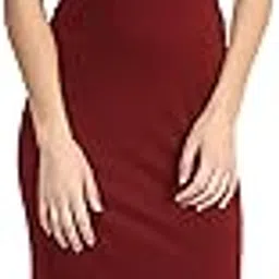 miss chase Women's Maroon Round Neck Sleeveless Cut-Out Front Slit Slim Fit Bodycon Maxi Dress-picture-51