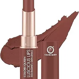 Colors Queen Luscious Lips - Non Transfer Creamy Matte Lipstick | Highly Pigmented with Smooth Application | Long Lasting Lipstick Waterproof | Smudge Proof Lipstick for Women (15 - Coffee Commando - 3.5g)-image-3