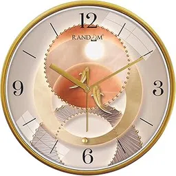 RANDOM 12 Inch Analog Wall Clock Modern Sweep Silent Timepiece Ornate Gold Wall Clock with Fish Design Wall Clock for Living Room, Bedroom, and Office Decor(RC-67177)-picture-59