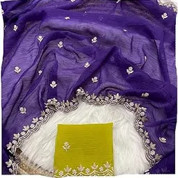 vinayak textile women's Blue Purple Tissue Chiffon Silk Saree With Blouse (Kendi Krush Blue 9)-picture-19