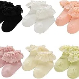 cuteably Baby Girls Lace Ruffle Ankle Socks, Cotton, Multi-Colour-picture-53