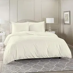 Dreamly Linen - razai Double Bed King Size Cotton King Size Quilt Cover for Double Bed with Zipper/Duvet Cover/Comforter Cover/Razai Cover/Dohars (102x110 Inch)-Ivory Solid-picture-27