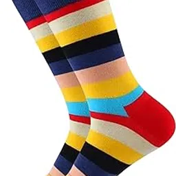 sock republic Funky Socks for Men & Women | Broad Striped Print | Unisex & Free Size (UK 7-12) | Pure Cotton | Full Length Below Calf | Cushioning-Soft & Breathable | 200-Needle Fine Luxury Socks-picture-33