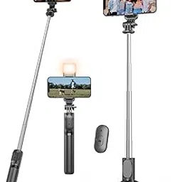 kzomKzoo Selfie Stick with Fill Light, 40'' in Length Extendable Phone Tripod Stand with Remote Shutter Compatible with Gopro, iPhone/Samsung/Sony/Google-picture-10