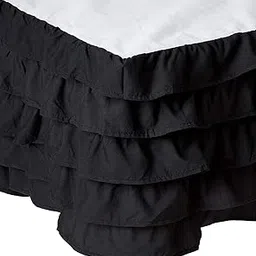Elegant Comfort Luxurious Premium Quality 1500 Thread Count Wrinkle and Fade Resistant Egyptian Quality Microfiber Multi-Ruffle Bed Skirt - 15inch Drop, California King, Black-picture-24